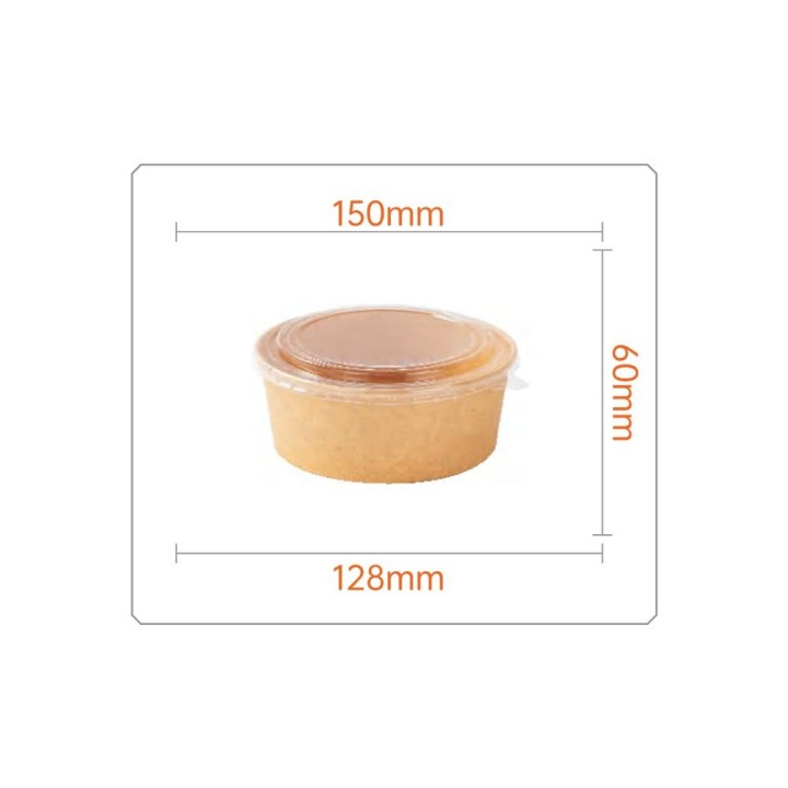 Carton 600 Bols kraft avec couvercles 500 ml